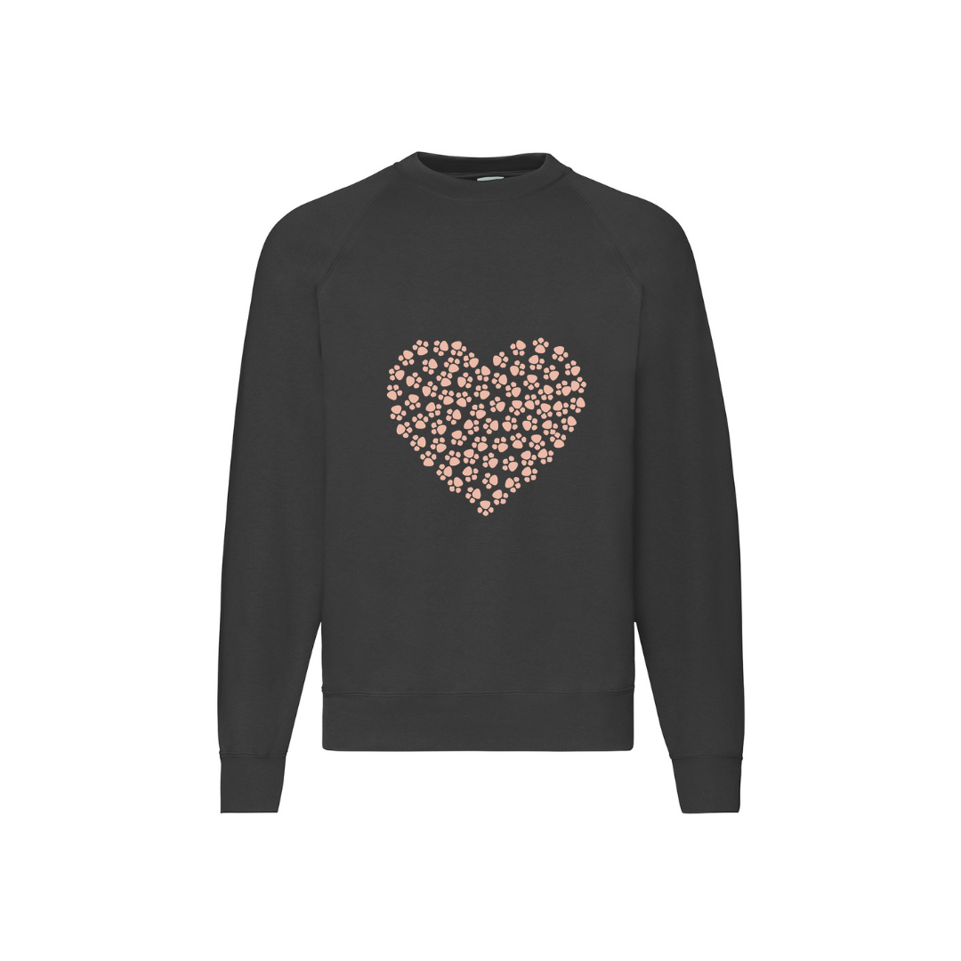Paw Print Heart Sweatshirt in Black/Rose Gold - KIT